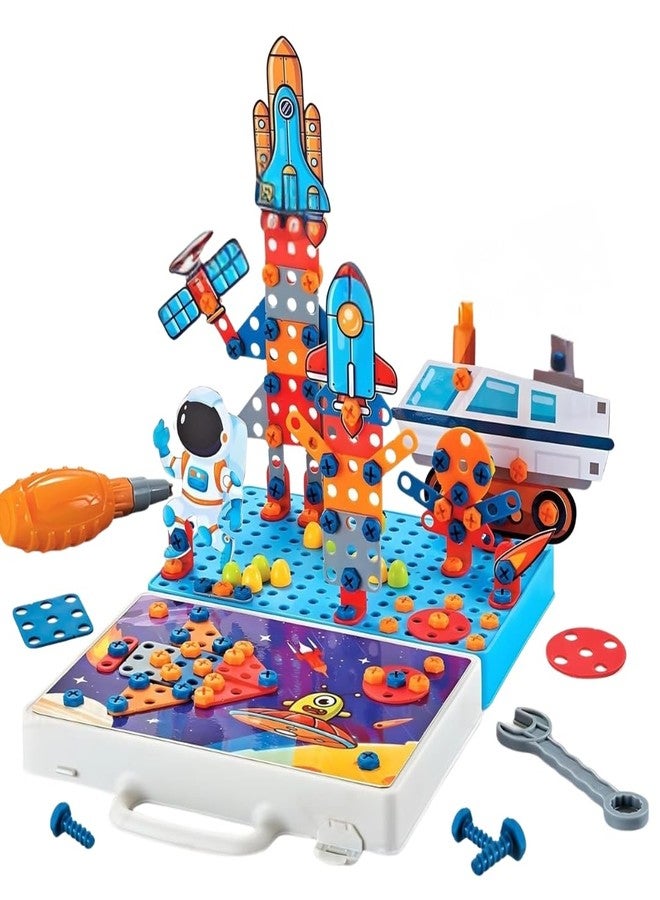 PLUSPOINT Astronaut 3D Screw Puzzle Box Creative Space Exploration STEM Toy for Kids, 213 Pieces with Astronaut, Rocket, and Spaceship Models Educational Engineering Kit for Boys & Girls 3-9 Yrs Old - Image 1